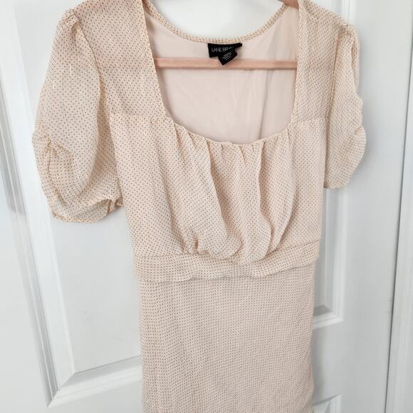 Lane Bryant Women's Cream Short Puff Sleeve Top Dots Metallic Size 14/16 - Picture 2 of 6